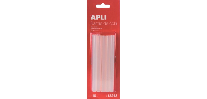 Apli transparent glue sticks 7.5 mm, blister pack of 10 pieces