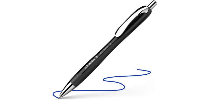 Schneider Kugelschreiber Slider Rave, extrabreite Spitze, blaue Tinte, schwarz