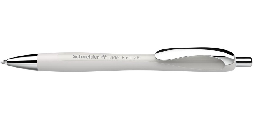 Schneider Kugelschreiber Slider Rave Trend Edition, extrabreite Spitze, blaue Tinte, Silber Grau
