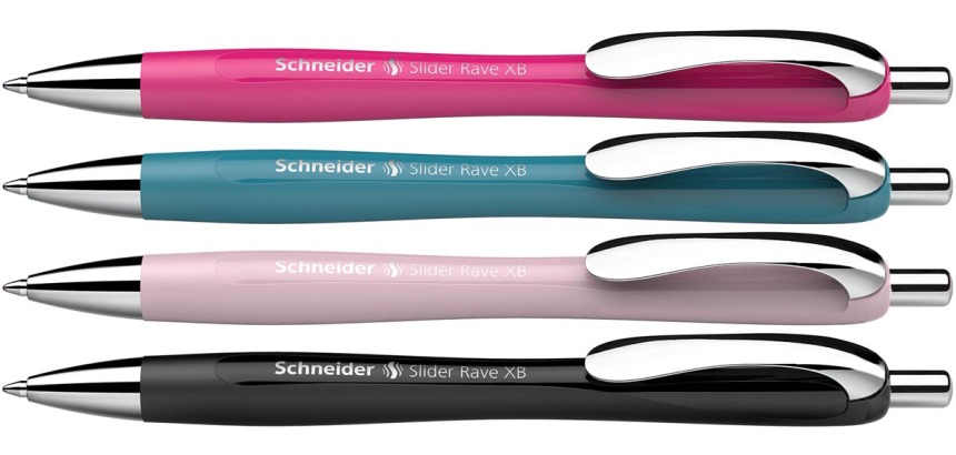 Schneider ballpoint pen Slider Rave, extra large tip, blue ink, assorted, box with 3+1 free
