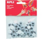 Apli selbstklebende schwarze Wackelaugen, rund, Blisterpackung mit 100 Stück