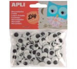Apli yeux mobiles noirs adhésifs, ovale, blister de 100 pièces