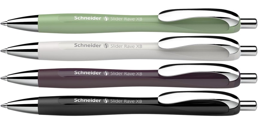 Schneider stylo bille Slider Rave Trend, pointe extra large, encre bleu, assorties, boîte avec 3+1 gratui