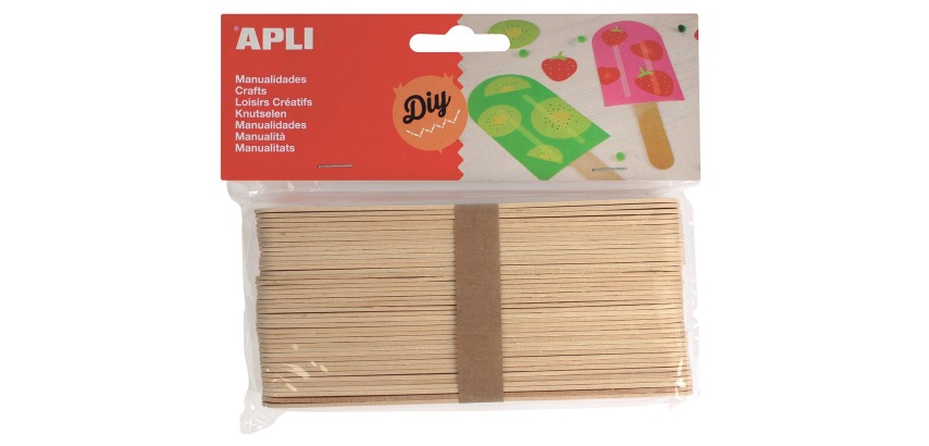 Apli natural jumbo wooden sticks, blister of 40 pieces