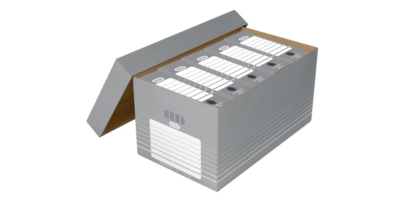 Elba boîte à archives, ft 37 x 62,2 x 32,2 cm gris et blanc, paquet de 5
