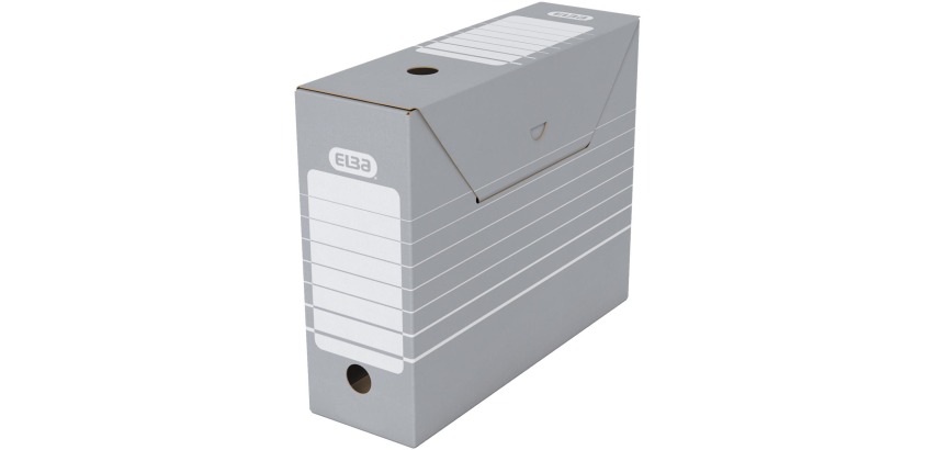 Elba Tric Archivbox Hochformat, Größe 10 x 34 x 27 cm, grau und weiß