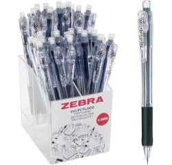 ZEBRA Tapli clip porte-mine, 0,5 mm, HB, noir, livraison avec présentoir