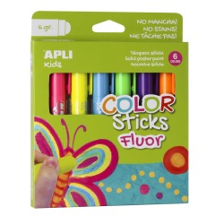 Apli Kids color sticks fluor, blister de 6 pièces