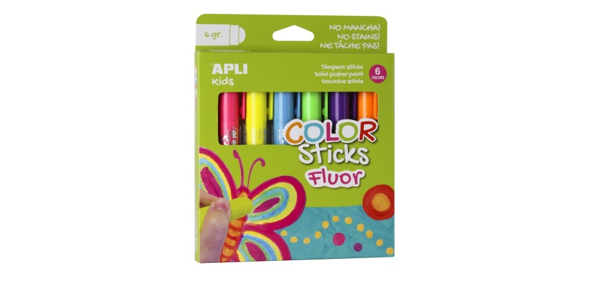 Apli Kids color sticks fluor, blister met 6 stuks