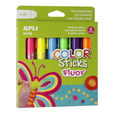 Apli Kids color sticks fluor, blister de 6 pièces