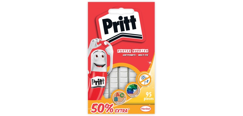 Pritt pâte adhésive poster Buddies avec 50% gratuit, blister de 95 pièces