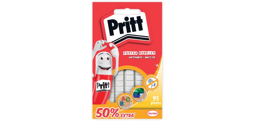 Pritt pâte adhésive poster Buddies avec 50% gratuit, blister de 95 pièces