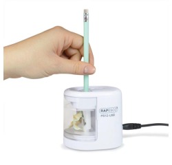 Rapesco taille-crayons automatique PS12, 2 trous, USB ou batterie, blanc