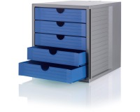 Han bloc à tiroirs Systembox Karma, avec 5 tiroirs fermés, éco-bleu