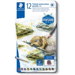 Staedtler crayon aquarelle, boîte métallique avec 12 crayons