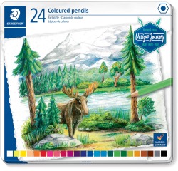 Staedtler crayon de couleur Design Journey, boîte métallique avec 24 crayons