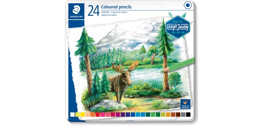 Staedtler kleurpotlood Design Journey, metalen doos met 24 kleuren