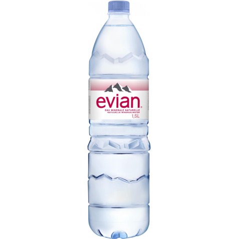 Evian eau, bouteille de 1,5 liter, paquet de 6 pièces