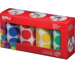 Apli Kids XL Sticker, Durchmesser 33 mm, Box mit 4 Rollen in 4 Farben