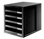 Han ladenblok met open laden, zwart