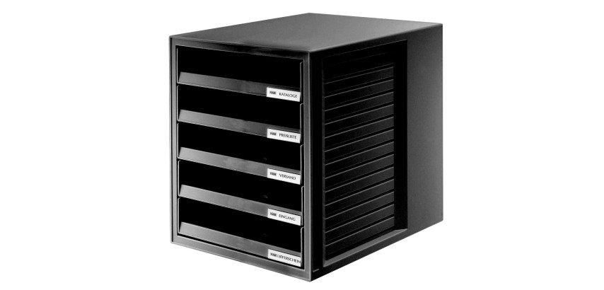 Han drawer block with open drawers, black