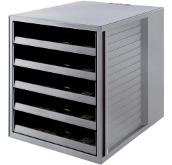 Han Systembox Karma drawer unit, with 5 open drawers, eco-grey