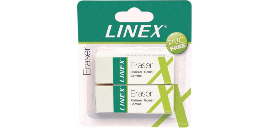 Linex eraser, white, blister pack of 2 pieces