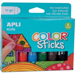 Apli Kids plakkaatverf Color sticks, blister met 6 stuks