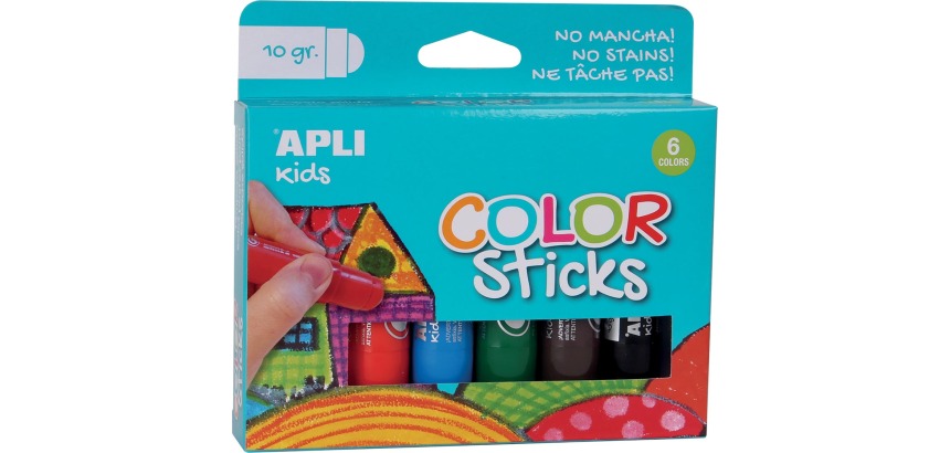 Apli Kids gouache sticks, blister de 6 pièces