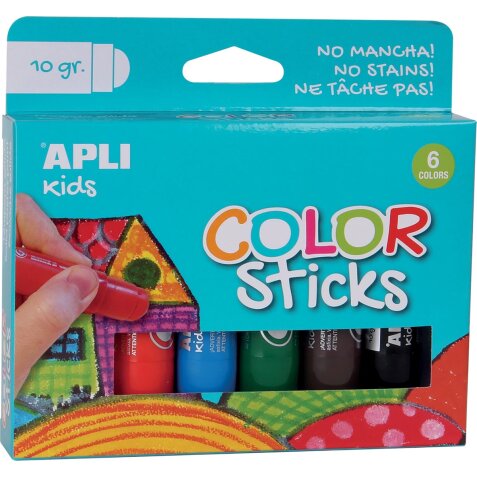 Apli Kids gouache sticks, blister de 6 pièces