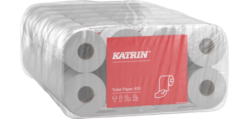 Katrin papier toilette, 2 plis, 400 feuilles par rouleau, paquet de 8 rouleaux