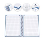 Oxford School Classic bloc spirale, ft A4+, 160 pages, quadrillé 5 mm, bleu foncé