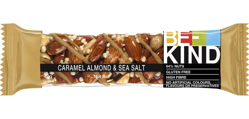 Be-Kind barre Caramel Almond & Sea Salt, 40 g, paquet de 12 pièces