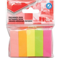 OFFICE products index, ft 15 x 50  mm, sachet suspendu de 5 x 100 pièces, couleurs assorties