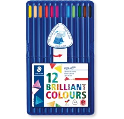 Staedtler Ergosoft triangular colored pencil set, 12 assorted pieces