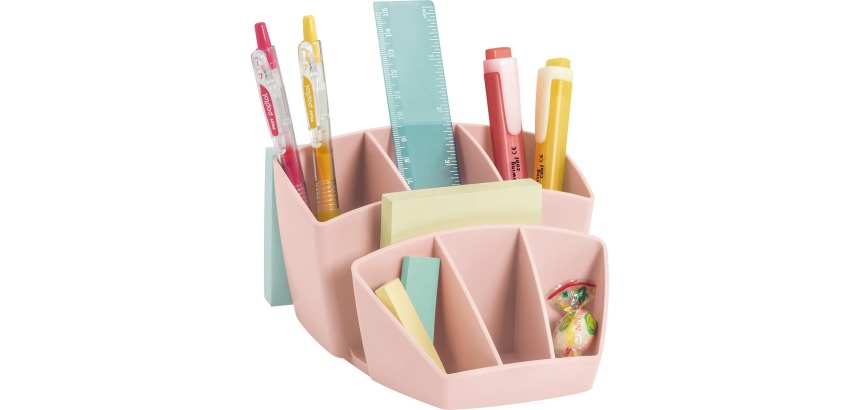 Mineral by Cep pencil holder with 8 compartments, pink