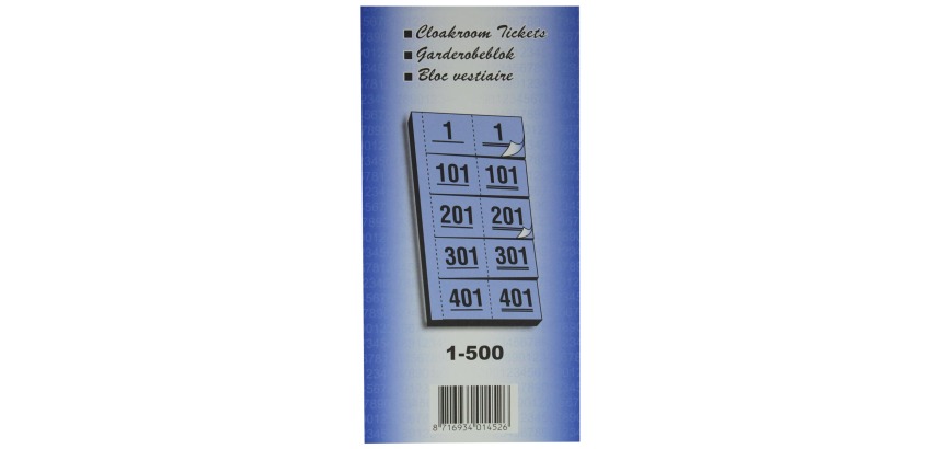 Locker tickets numbers 1 to 500, yellow