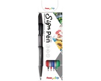 Pentel Feutre Sign Pen S520, blister de 4 pièces en couleurs assorties