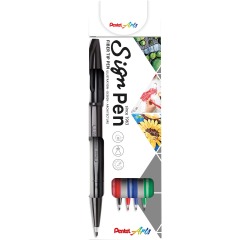 Pentel Sign Pen S520, blister van 4 stuks in geassorteerde kleuren