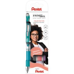 Pentel Roller Energel RT BL77, etui de 4 pièces, roze-lila-turquoise-grijs