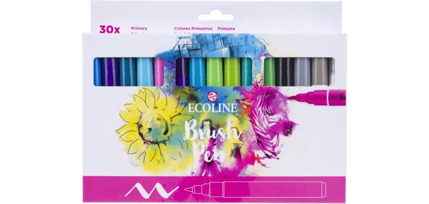 Talens Ecoline Brush pen, étui de 30 pièces, set Primaire