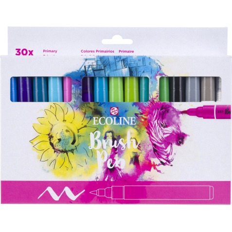 Talens Ecoline Brush pen, étui de 30 pièces, set Primaire