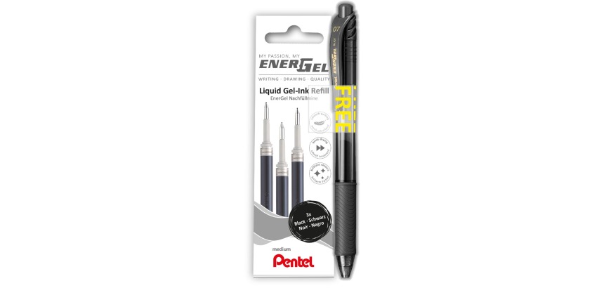 Pentel Energel Gelstift-Nachfüllpackung LR7 Schwarz