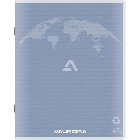 Aurora Writing 60 cahier de brouillon en papier recyclé, 96 pages, quadrillé 5 mm, bleu clair