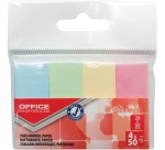 OFFICE products index, 20 x 50 mm, sachet suspendu de 4 x 50 pièces, couleurs pastel assorties