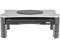 Desq support pour écran, avec plateau pivotant et 2 tiroirs, argent/noir