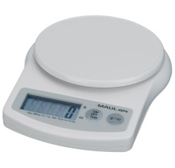 MAUL Pèse-lettres à pile Alpha, 5kg, intervalle de poids 1gr, batterie incluse,  blanc