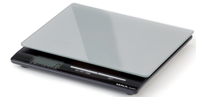 MAUL Pèse-lettres à piles Square, 5kg, intervalle de poids 1gr, batterie incluse, argenté