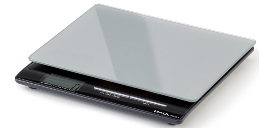 MAUL Battery-Powered Letter Scale Square, 5kg, 1g weight interval, battery included, silver