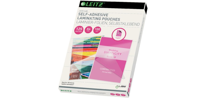 Leitz iLAM A4 Self-Adhesive Lamination Pouch 2x 125 Microns EVA 100 Pieces